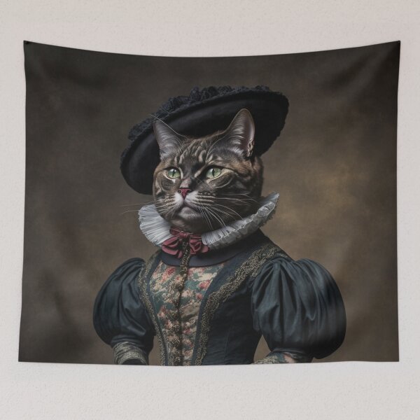 Item preview, Hyper Realistic Cat Portrait Royal Renaissance Animal –  Photorealism Classic Royal Portrait Of A Cat designed and sold by MadeByRobots.