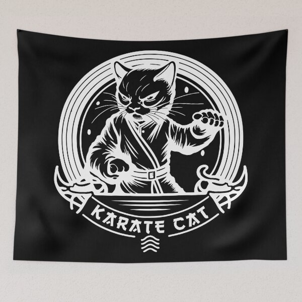 Item preview, Karate Cat illustration designed and sold by Gerald Waters.