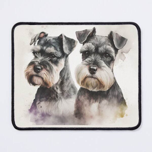 Item preview, Two Miniature Schnauzers Playing Watercolour Painting designed and sold by TheArtfulAI.