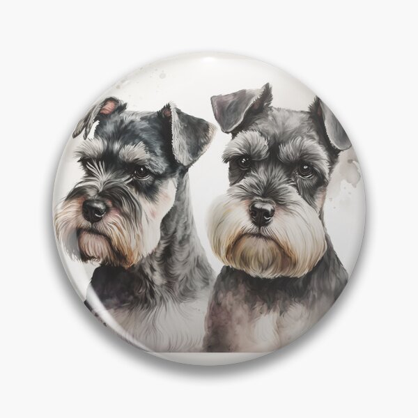 Item preview, Two Miniature Schnauzers Playing Watercolour Painting designed and sold by TheArtfulAI.