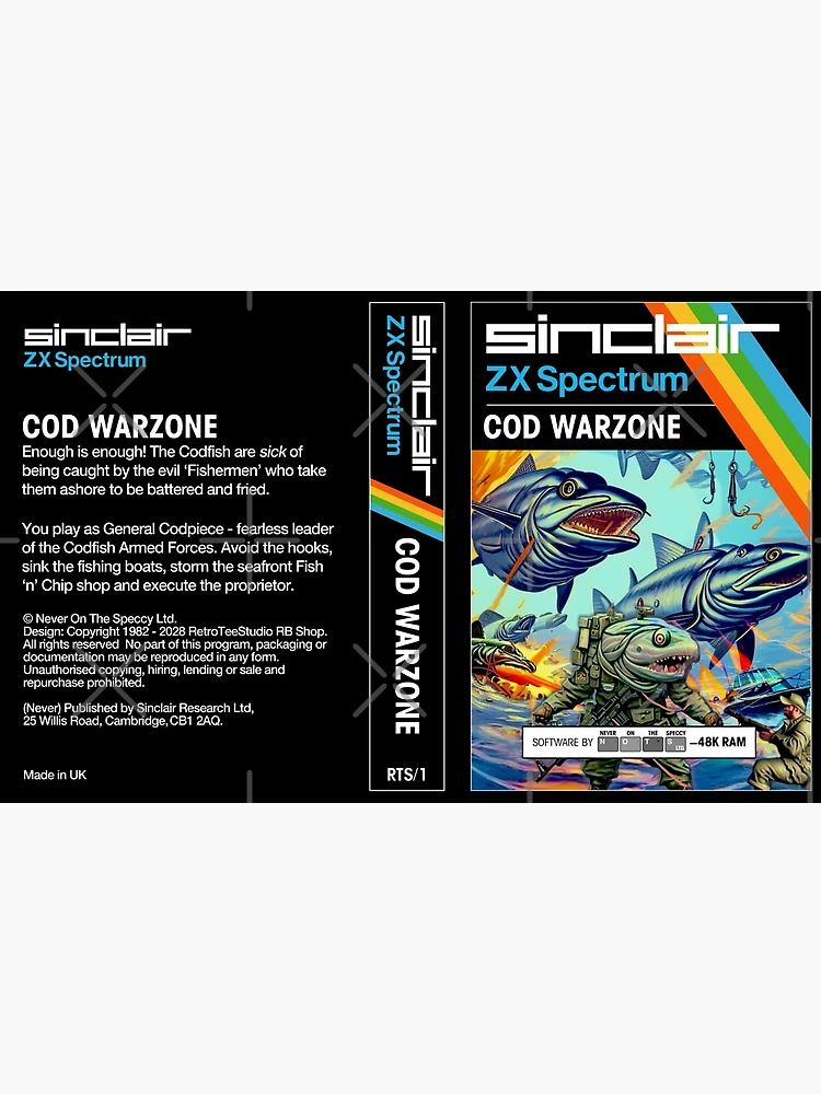 COD WARZONE for the Sinclair ZX Spectrum (cassette cover) - Fantasy /  Parody Game - 80s 8-bit Retro Game (Never on the Speccy!) | Poster