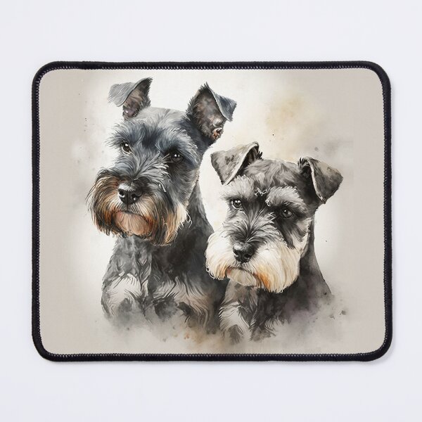 Item preview, Two Miniature Schnauzers Playing Watercolour Painting designed and sold by TheArtfulAI.