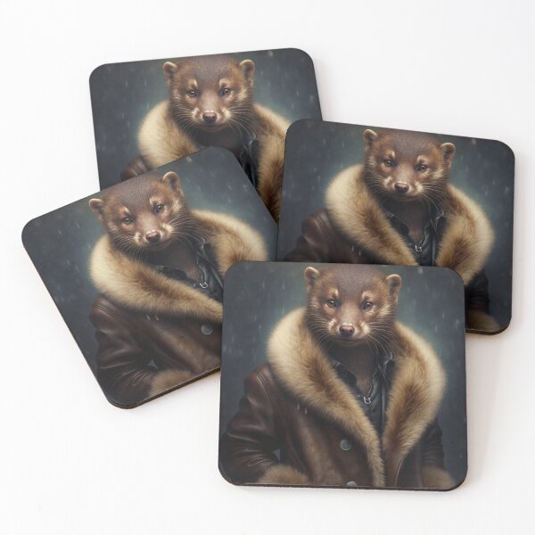 Item preview, Cool Portrait Of A Mink Wearing A Furry Leather Jacket designed and sold by MadeByRobots.