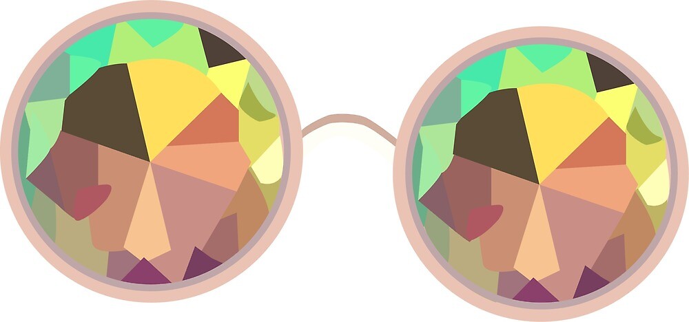 teal kaleidoscope glasses