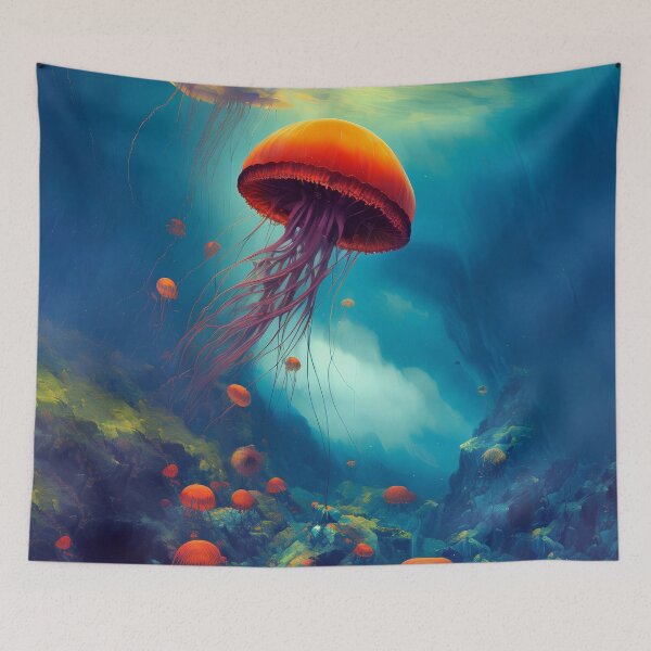 Item preview, Jellyfish Underwater Art Deep Ocean designed and sold by Blok45.