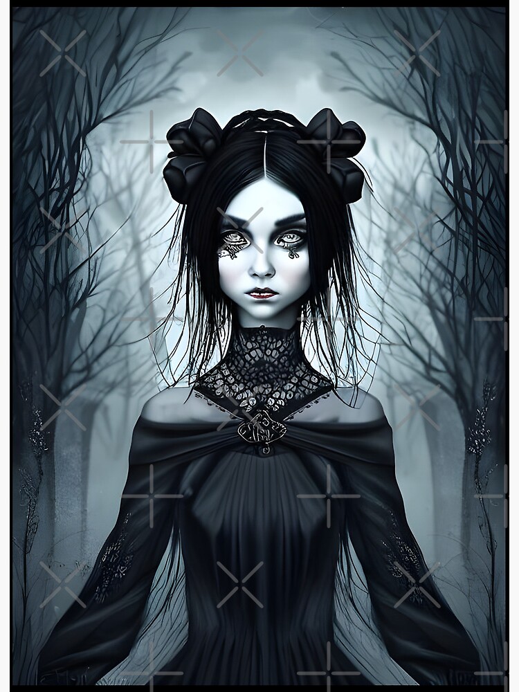 Goth Girl Portrait Illustration Dark Fairy Tale