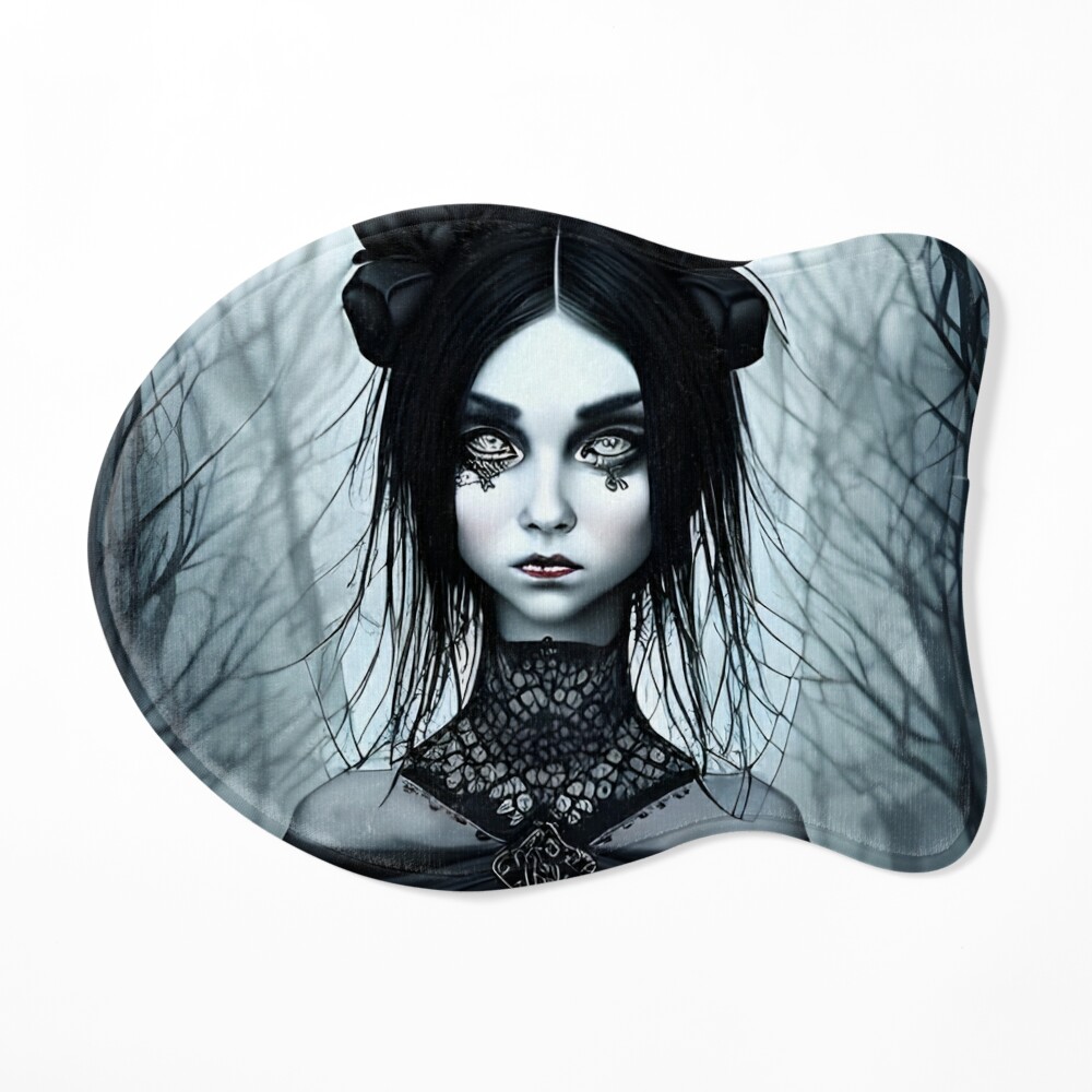 Gothic girl with creepy eyes - dark fairy tale Throw Pillow by