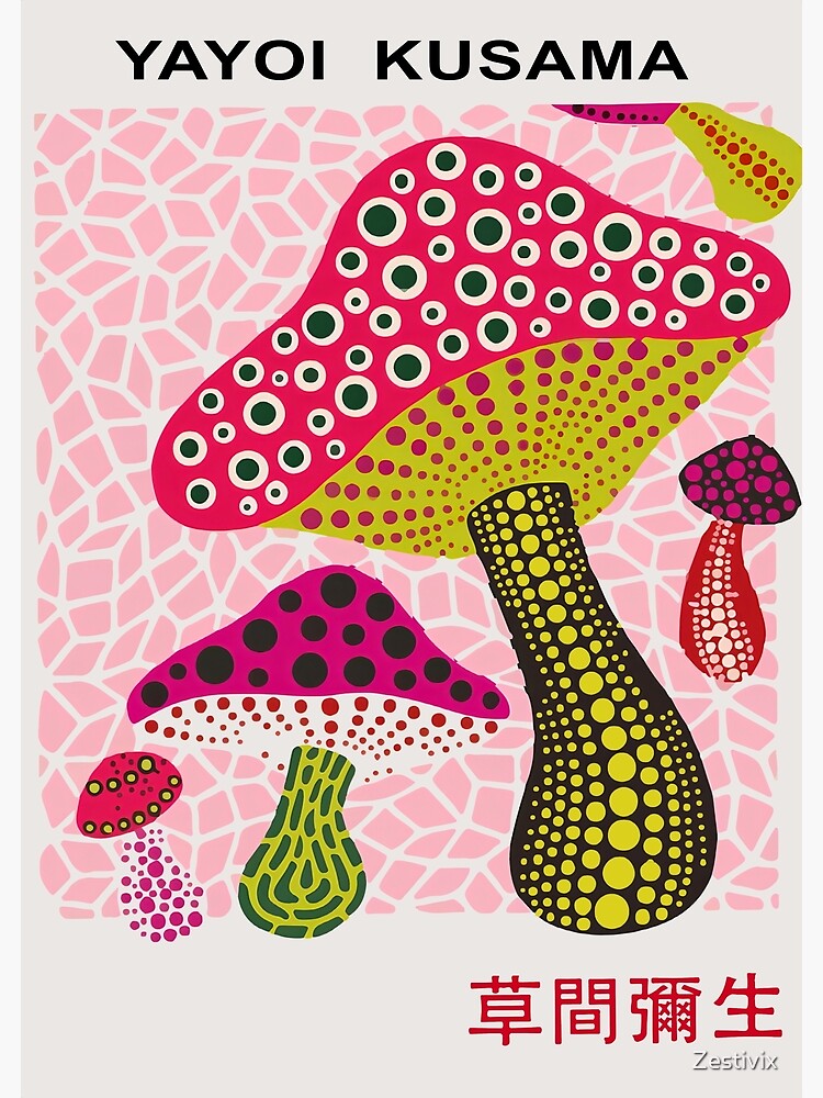 Yayoi Kusama Mushroom Polka dots Abstract Art. Yayoi Kusama