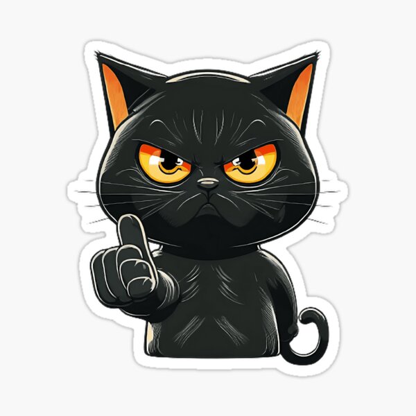 Set Of Black Cat Emoji Crazy Kitten With Different Emotions Angry