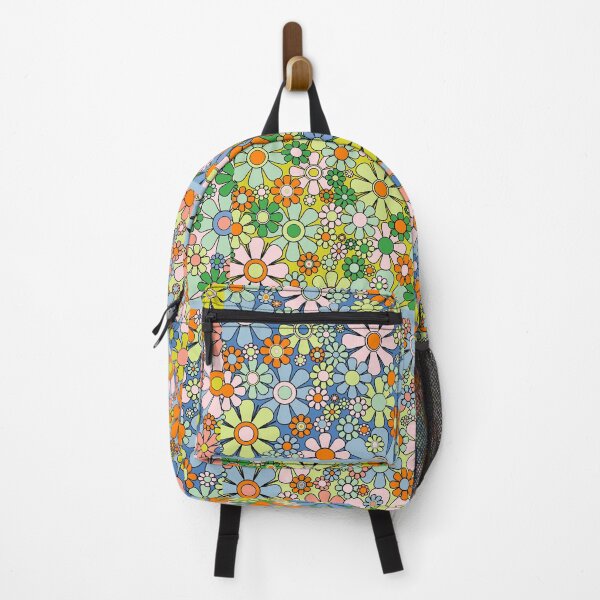 Item preview, Windowpane Flowers Retro 60s 70s Pastel Spring Floral Pattern with Light Blue designed and sold by kierkegaard.