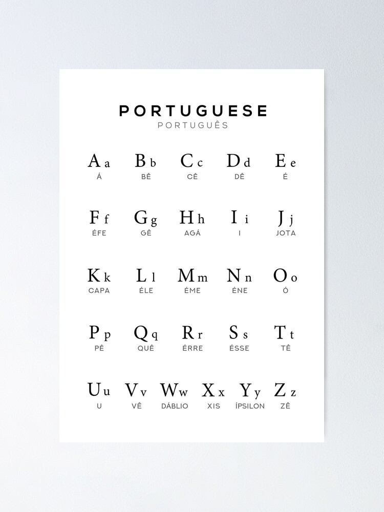 Portuguese Alphabet Chart Portugal Language Chart White Poster For Sale By Typelab Redbubble