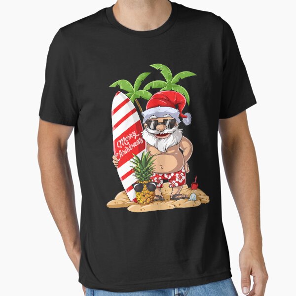 Aperçu de l'œuvre Santa Hawaiian surfant T-shirt Noël Summer surf Hawaii créée et vendue par LiqueGifts.