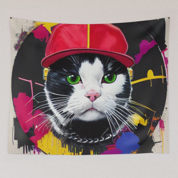 Item preview, The Hip Hop DJ Cat - The Black and White Beatmaker - The Majestic Mixer designed and sold by WBP Mart.