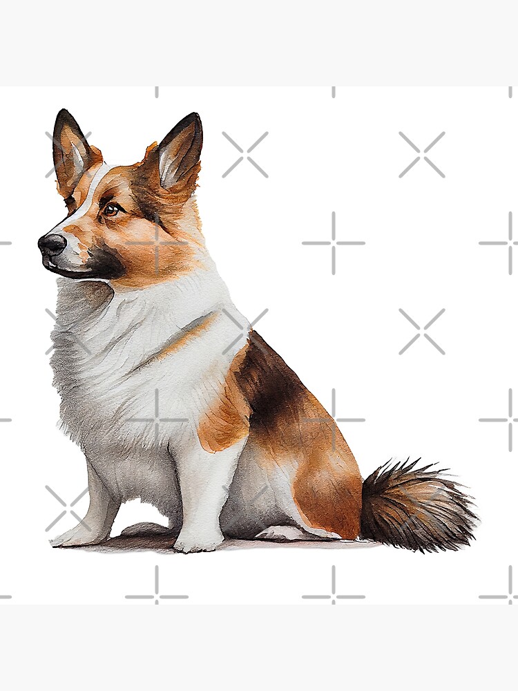 Watercolor Painting of Norwegian Lundehund Small Dog Breed