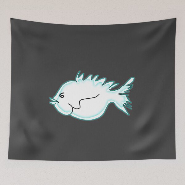 Item preview, Watercolor fish white turquoise white sea fish drawing designed and sold by vibeno1.
