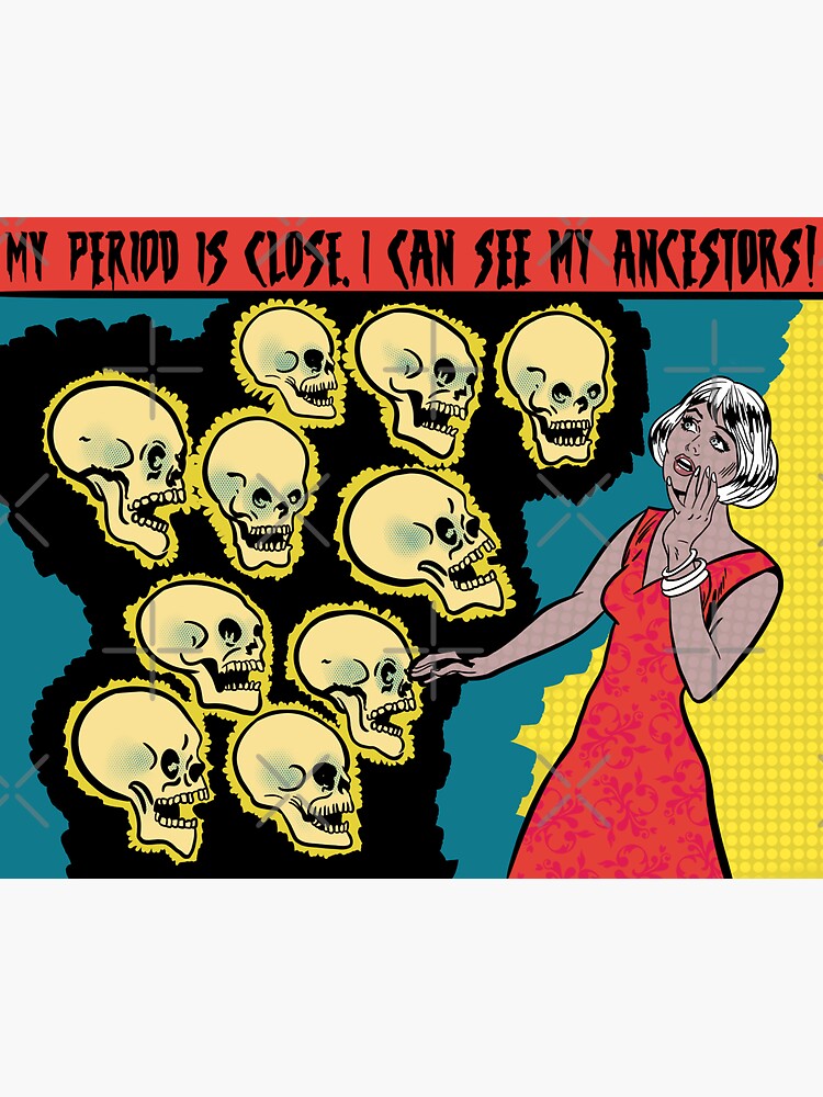 Mi período está ¡Puedo ver a mis antepasados! Vestido rojo Pegatina