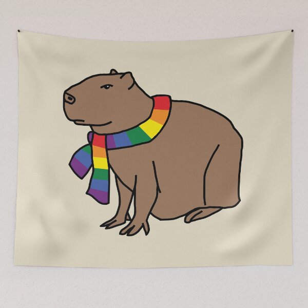 Item preview, Capybara and Rainbow Pride Flag Scarf designed and sold by ellenhenry.
