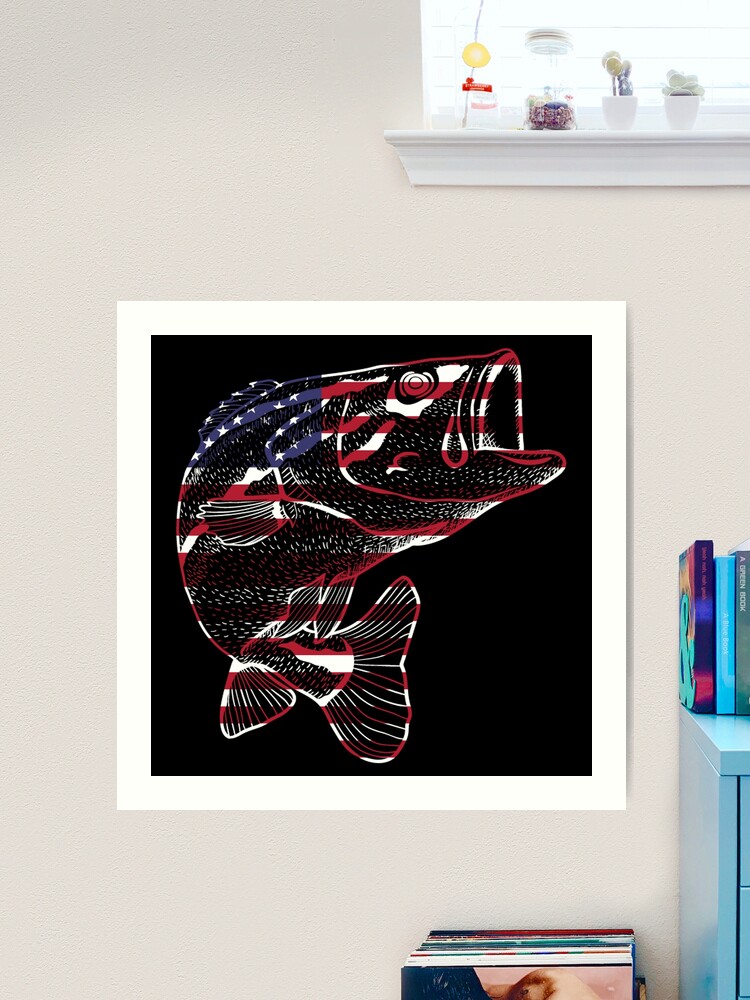 American Flag Patriotic Fishing Art Print for Sale by