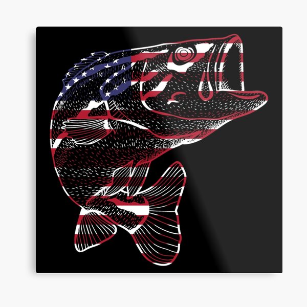 Bass Fishing Dad USA Flag' Poster, picture, metal print, paint by Berly