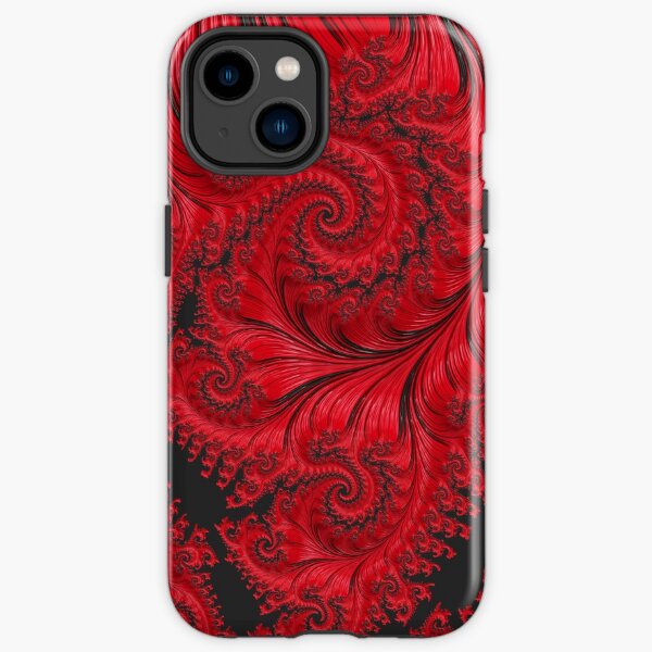 Imperial Dragon - Abstract Art Red and Black Spiral Fractal iPhone Tough Case
