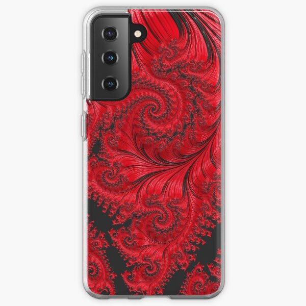 Imperial Dragon - Abstract Art Red and Black Spiral Fractal Samsung Galaxy Soft Case