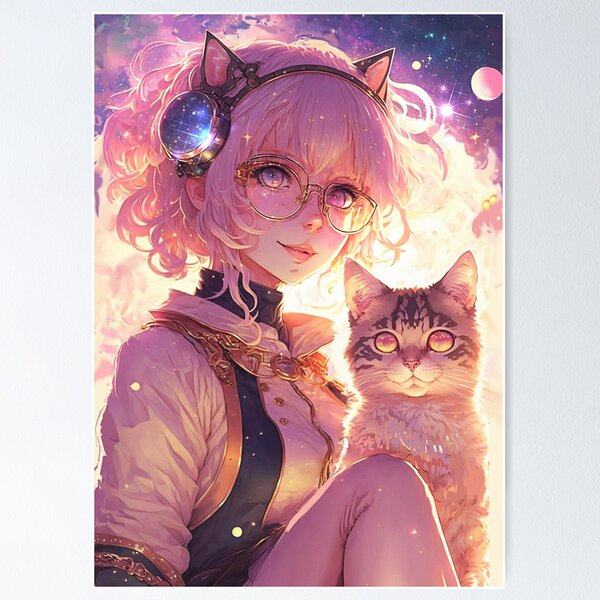 Anime Girl Hugging Many Black Cats - KAWAII Poster for Sale by winnie33