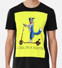 Ein Hund auf einem Roller Männer Premium T-Shirts
