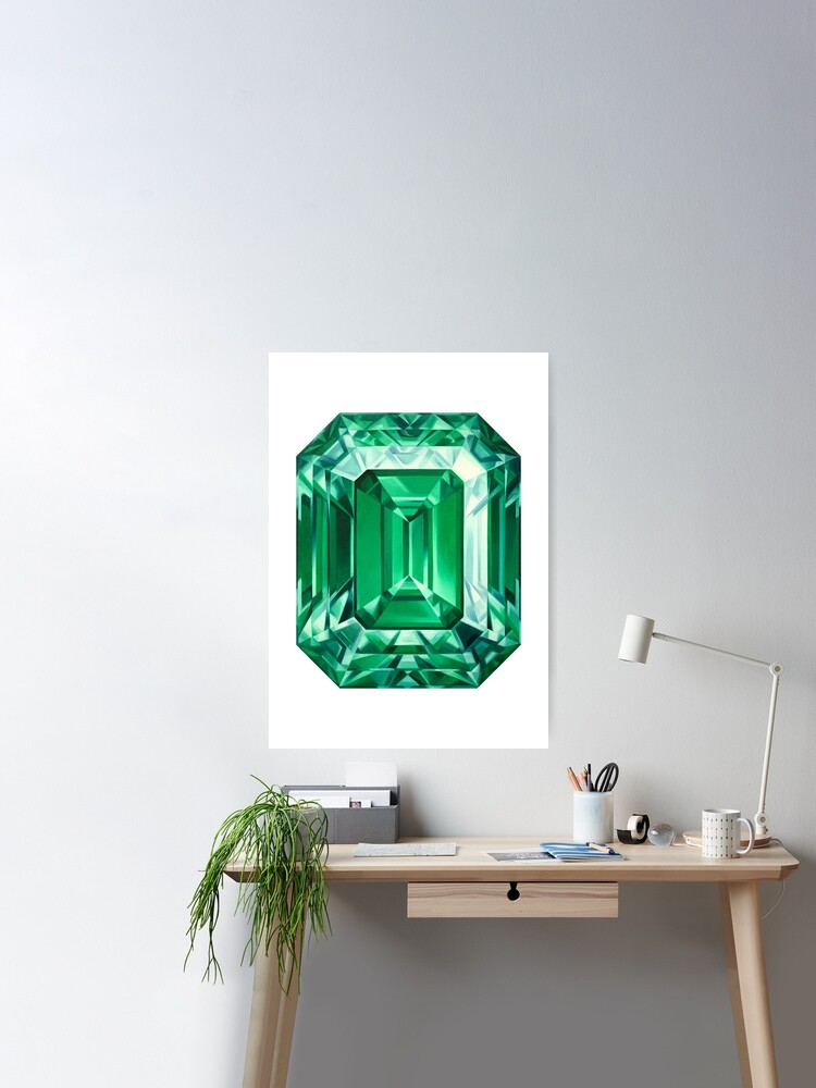 Watercolor Emerald Gem Painting Emerald Gemstone Art Print