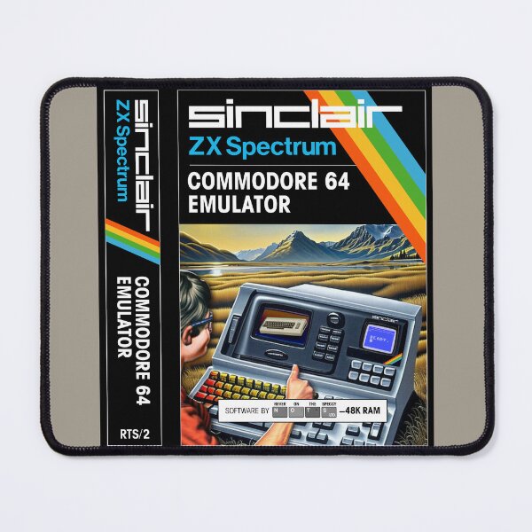 Item preview, C64 EMULATOR for the Sinclair ZX Spectrum (front cover + spine) - Fantasy / Parody Game Cassette Cover - 80s 8-bit Retro Game (Never on the Speccy!) designed and sold by RetroTeeStudio.