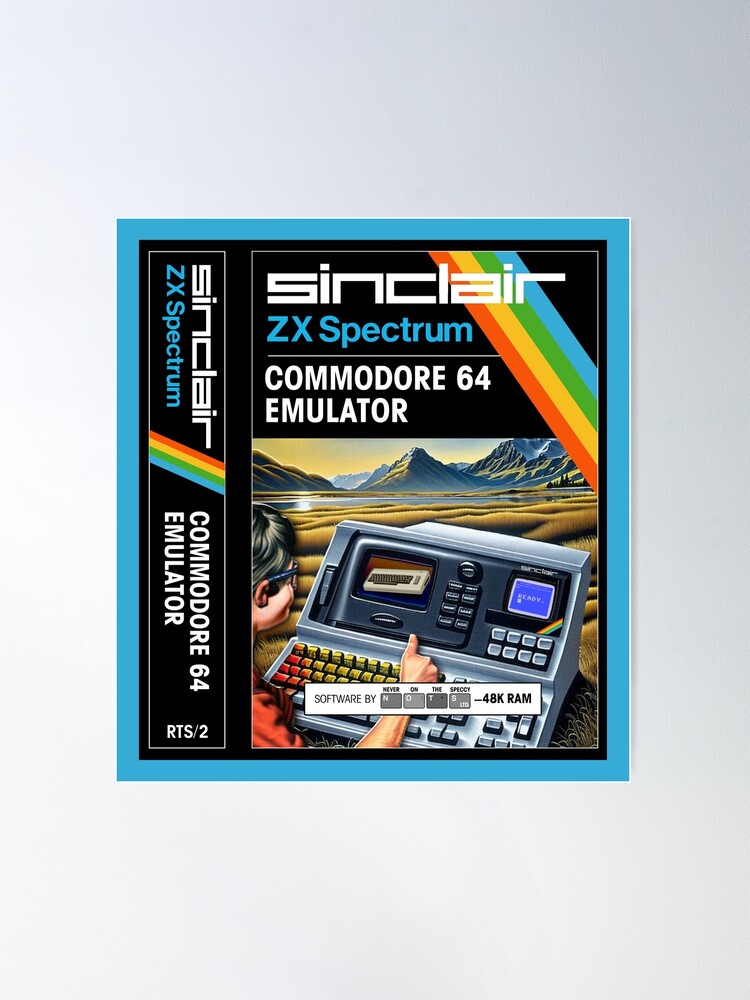 C64 EMULATOR for the Sinclair ZX Spectrum (front cover + spine) - Fantasy /  Parody Game Cassette Cover - 80s 8-bit Retro Game (Never on the Speccy!) |  