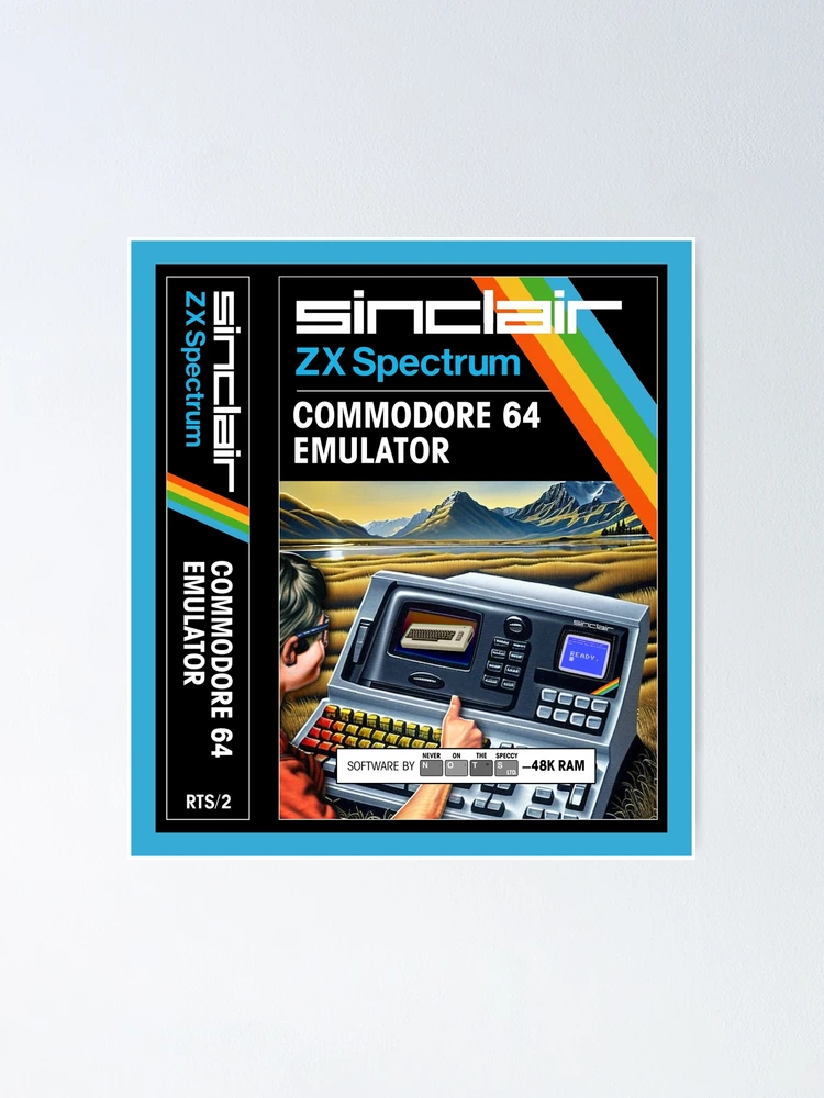 C64 EMULATOR for the Sinclair ZX Spectrum (front cover + spine) - Fantasy /  Parody Game Cassette Cover - 80s 8-bit Retro Game (Never on the Speccy!) |  