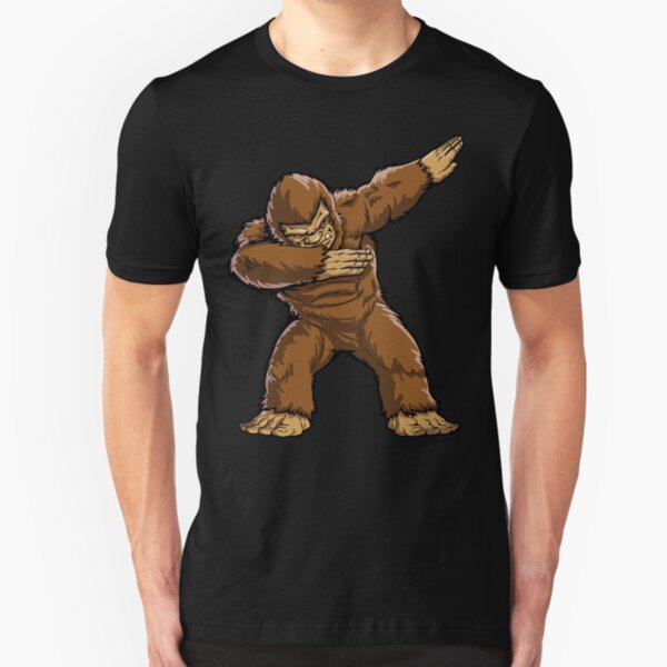 Bigfoot Sasquatch Dabbing T Shirt Funny Dab Monster Gifts Slim Fit T-Shirt