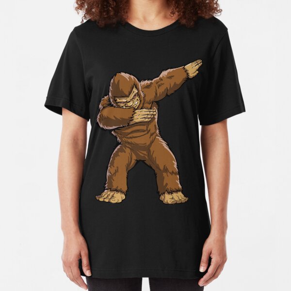 Bigfoot Sasquatch Dabbing T Shirt Funny Dab Monster Gifts Slim Fit T-Shirt