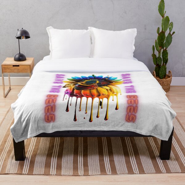 Item preview, Save the Bees: Colorful Dripping Paint Sunflower with Honey Bee designed and sold by GloryIsArt.