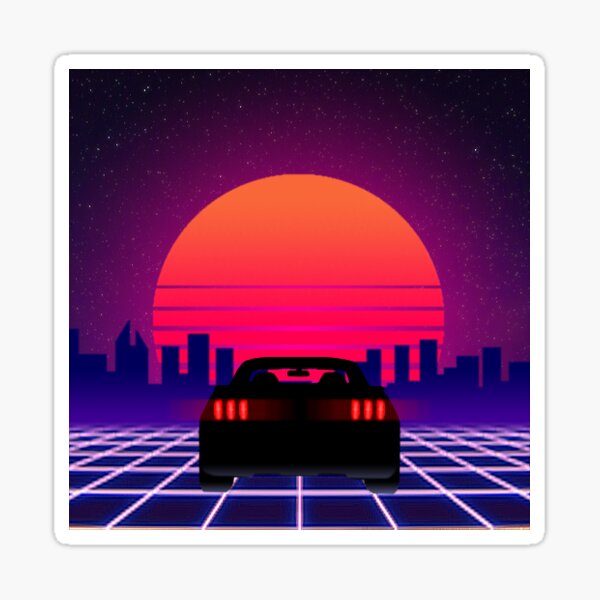 Neon Sunset Mustang Sticker