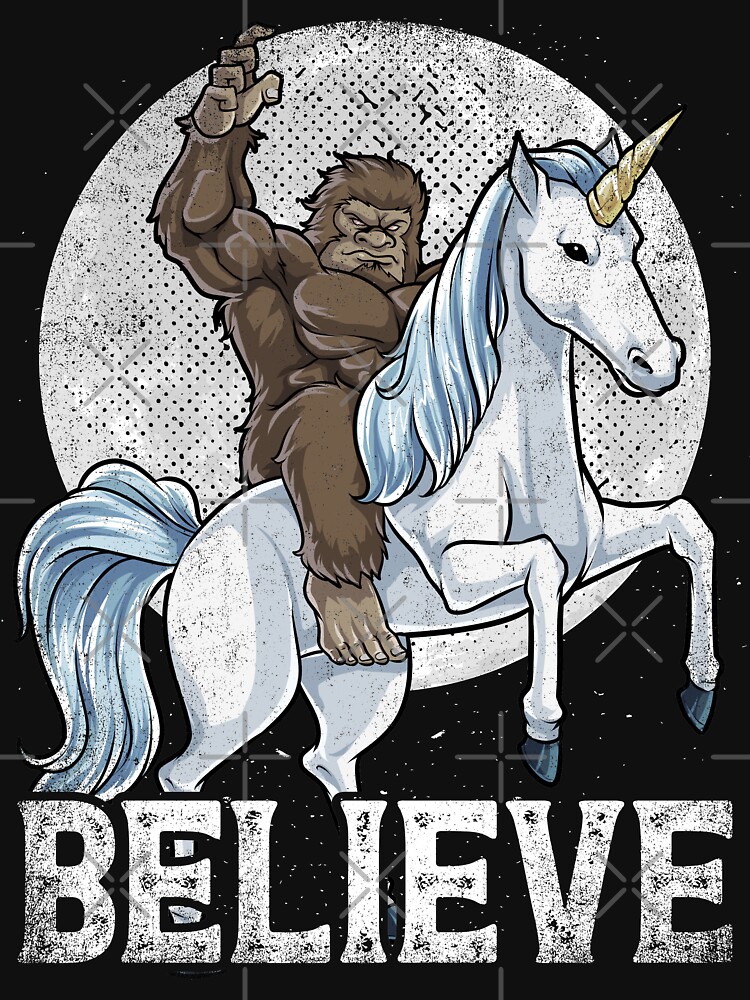 Bigfoot riding a unicorn