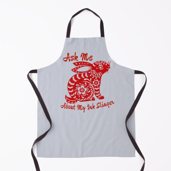 Item preview, Ask Me About My Ink SlingerTattoo Floral Bunny Rabbit Design in Red for Year Round or Chinese New Year 2023 designed and sold by tranquilbeach.