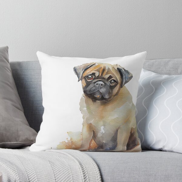Artikelvorschau, Watercolor Painting of Pug Small Dog Breed2 entworfen und verkauft von Nalaxation.