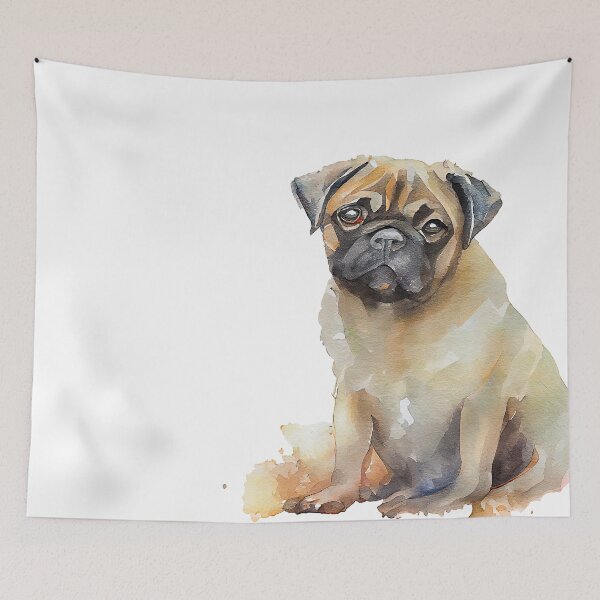 Artikelvorschau, Watercolor Painting of Pug Small Dog Breed2 entworfen und verkauft von Nalaxation.