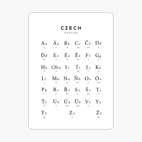 Item preview, Czech Alphabet Chart, Czech Republic Language Chart, White designed and sold by typelab.