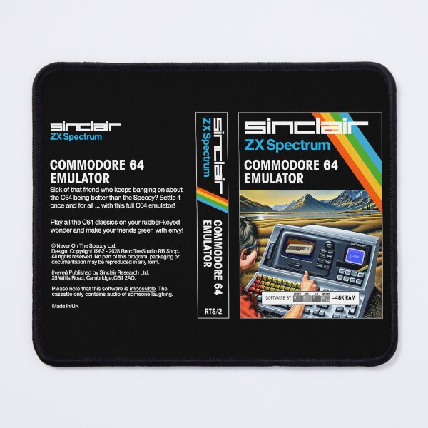 Item preview, C64 EMULATOR for the Sinclair ZX Spectrum (cassette cover) - Fantasy / Parody Game - 80s 8-bit Retro Game (Never on the Speccy!) designed and sold by RetroTeeStudio.