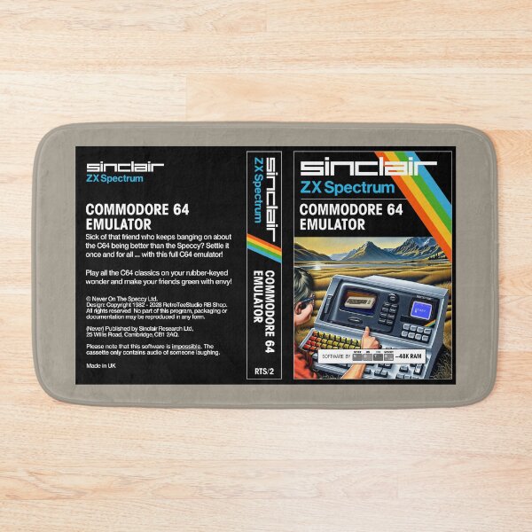 Item preview, C64 EMULATOR for the Sinclair ZX Spectrum (cassette cover) - Fantasy / Parody Game - 80s 8-bit Retro Game (Never on the Speccy!) designed and sold by RetroTeeStudio.