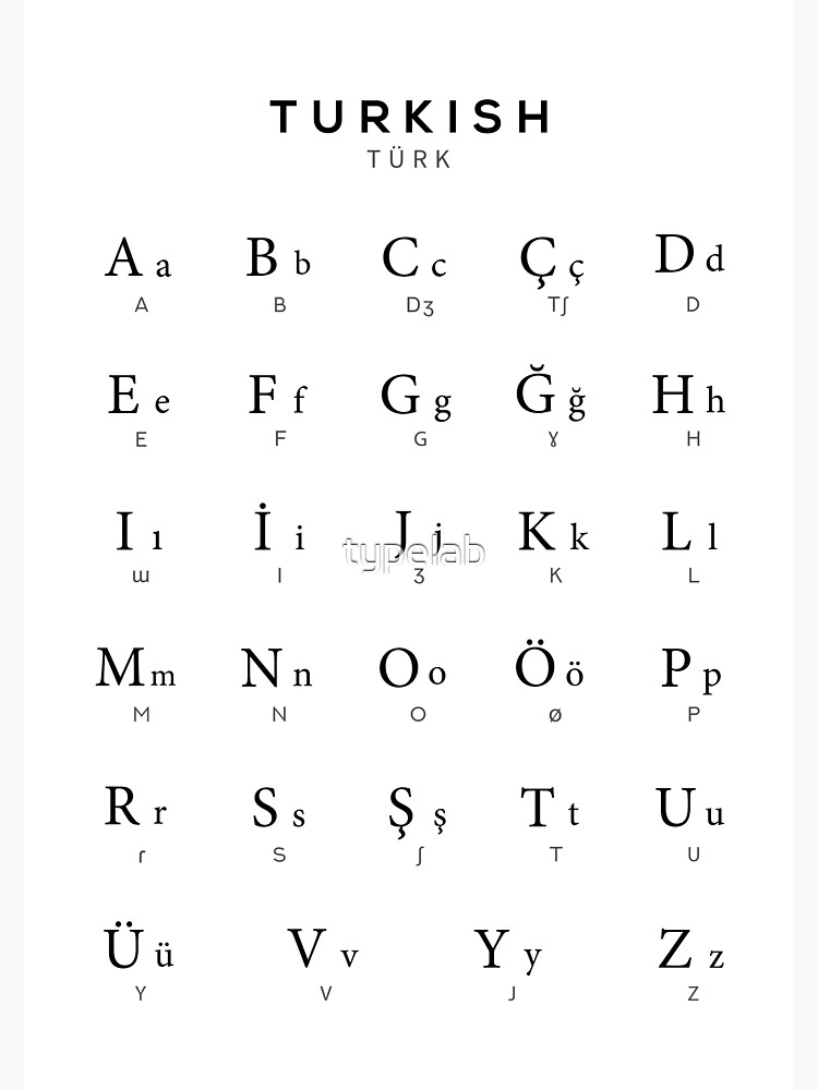 "Türkisches AlphabetDiagramm, TürkeiSprachdiagramm, Weiß" Sticker von typelab Redbubble
