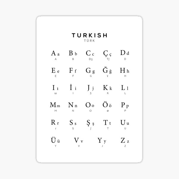Item preview, Turkish Alphabet Chart, Turkey Language Chart, White designed and sold by typelab.