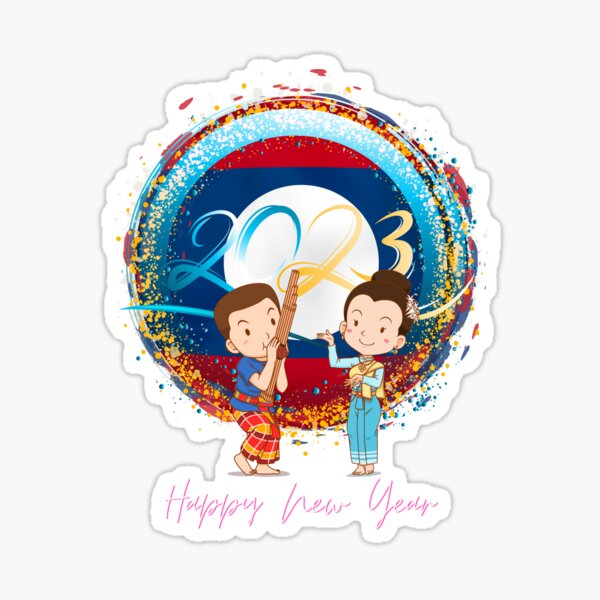 "Laos, Happy Lao New Year, Sok Dee Pi Mai, Happy New Year" Sticker for