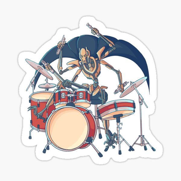 Vista previa del artículo con la obra «General Grievous toca la batería», diseñado y vendido por wykner.