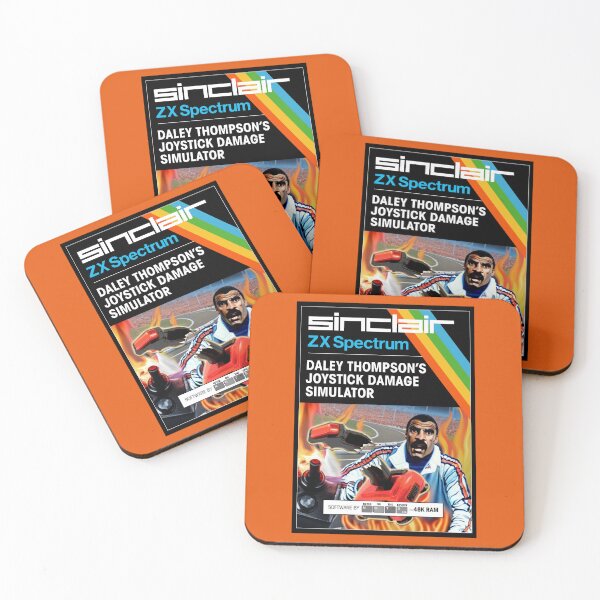 Item preview, DALEY THOMPSON'S JOYSTICK DAMAGE SIMULATOR for the Sinclair ZX Spectrum (front cover) - Fantasy / Parody Game Cassette Cover - 80s 8-bit Retro Game (Never on the Speccy!) designed and sold by RetroTeeStudio.