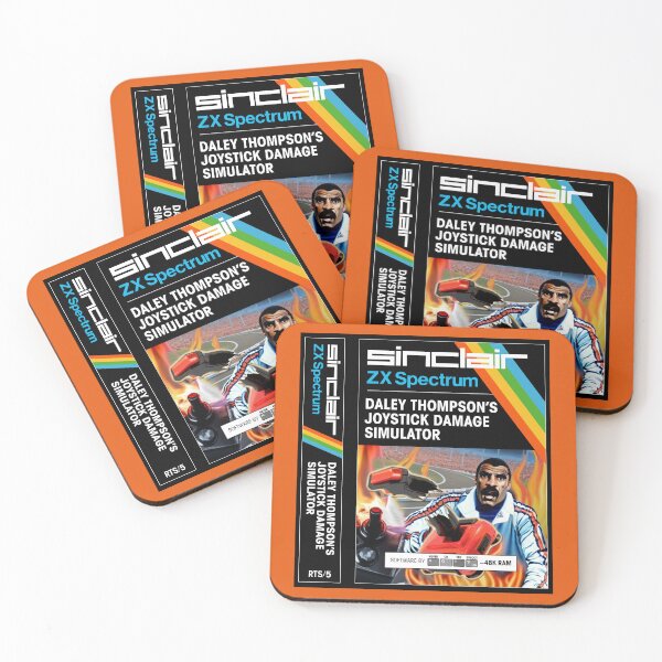 Item preview, DALEY THOMPSON'S JOYSTICK DAMAGE SIMULATOR for the Sinclair ZX Spectrum (front + spine) - Fantasy / Parody Game Cassette Cover - 80s 8-bit Retro Game (Never on the Speccy!) designed and sold by RetroTeeStudio.