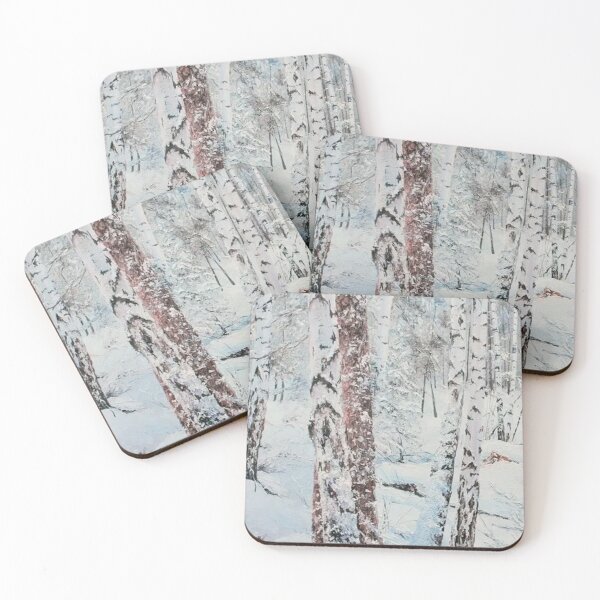 Item preview, id60 Winter forest and snow cover, black and white trees, icy and snowy trees, winter sunset in birch, snowy forest, cool and cute winter, pine tree, jungle, Frozen birch, Birch, Watercolor, designed and sold by bcbutika.