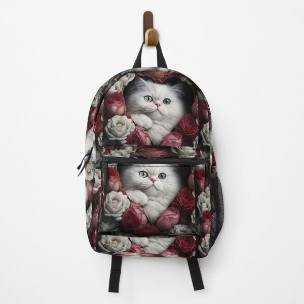 Item preview, White Cat in Heart of roses designed and sold by BISJOU.